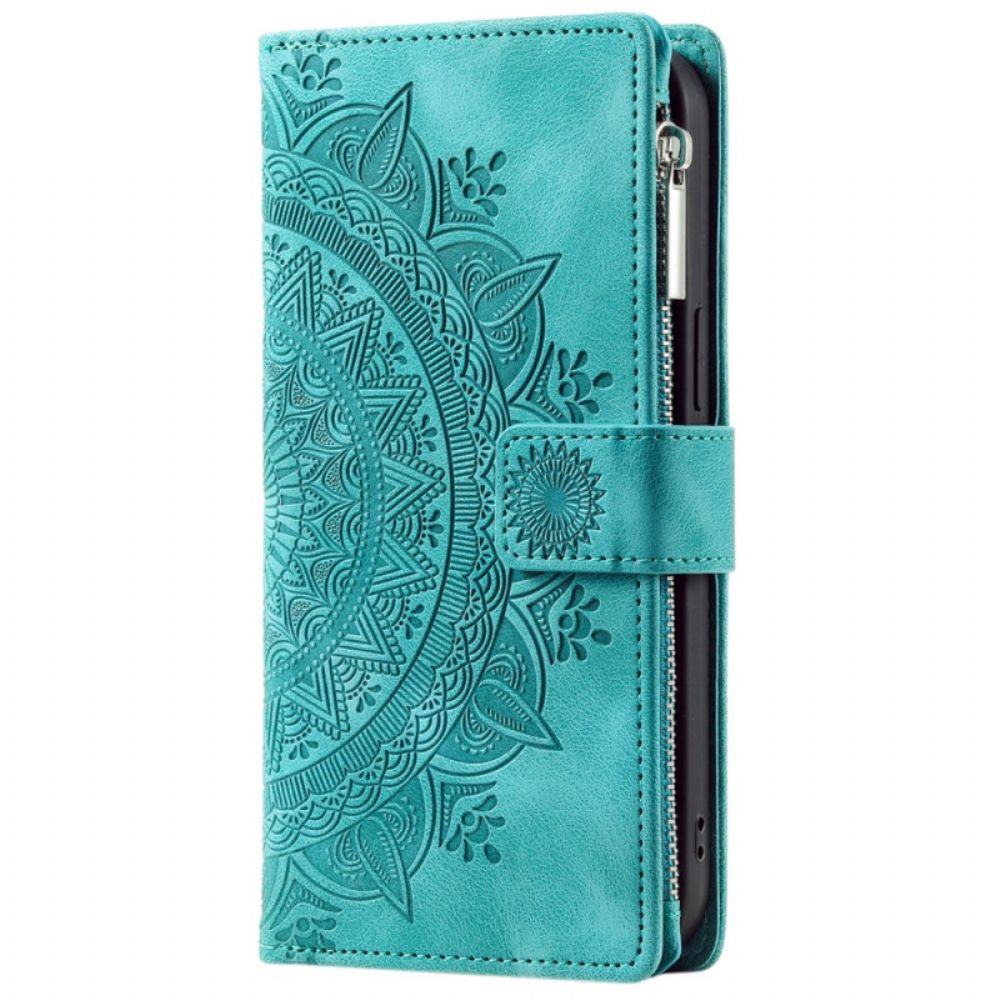 Lederhüllen Motorola Edge 50 Fusion Handyhülle Brieftasche Mit Mandala-blumen-wildledereffekt