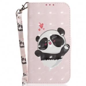 Lederhüllen Motorola Edge 50 Fusion Panda Love Mit Riemen