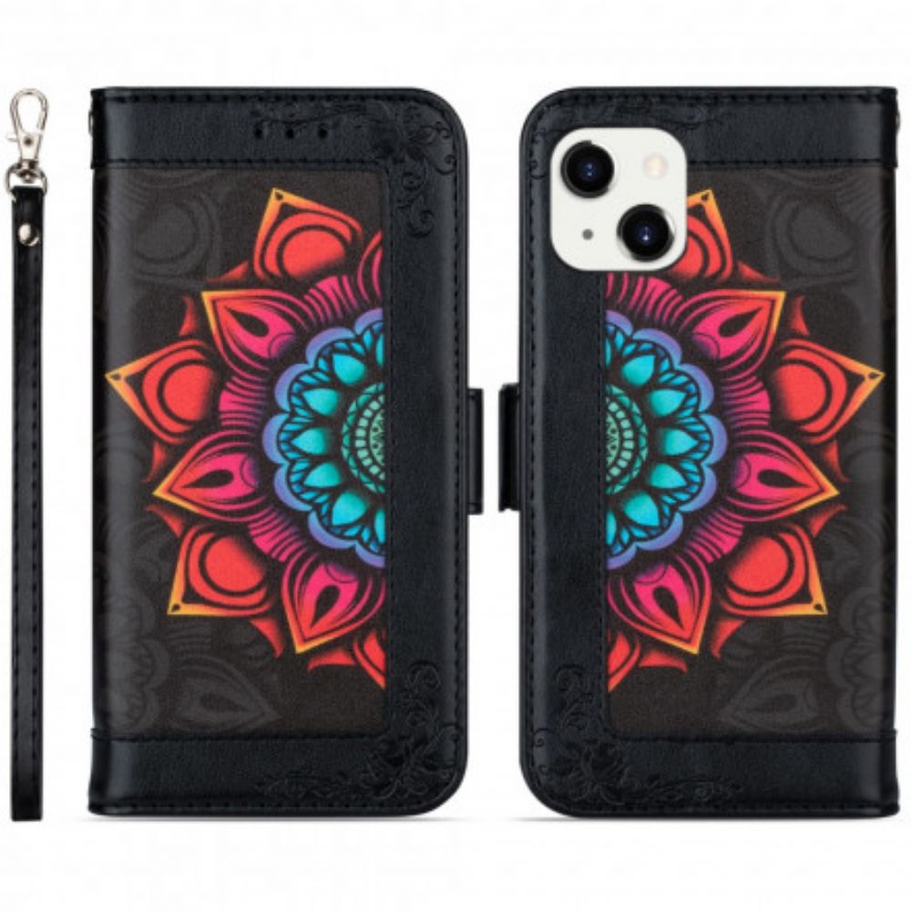 Flip Case Für iPhone 13 Mit Kordel Mandala-dekoration Mit Band