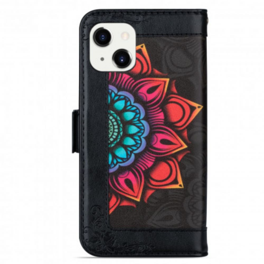 Flip Case Für iPhone 13 Mit Kordel Mandala-dekoration Mit Band