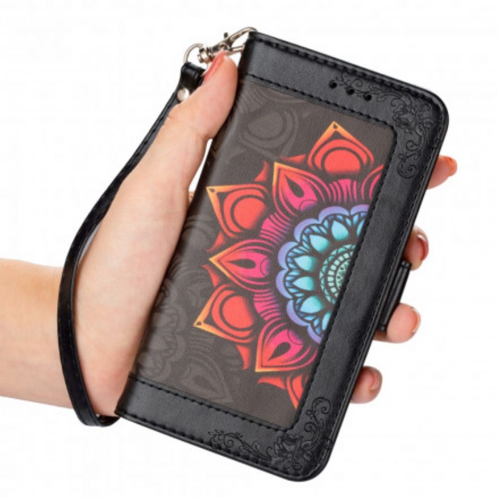 Flip Case Für iPhone 13 Mit Kordel Mandala-dekoration Mit Band