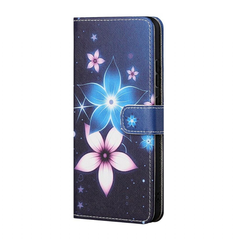 Flip Case Für iPhone 13 Mit Kordel Mondriemenblumen