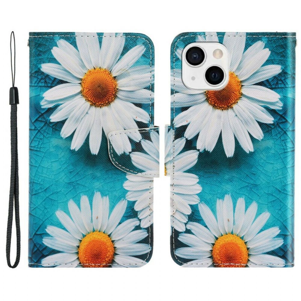 Flip Case Für iPhone 13 Mit Kordel Tanga-gänseblümchen