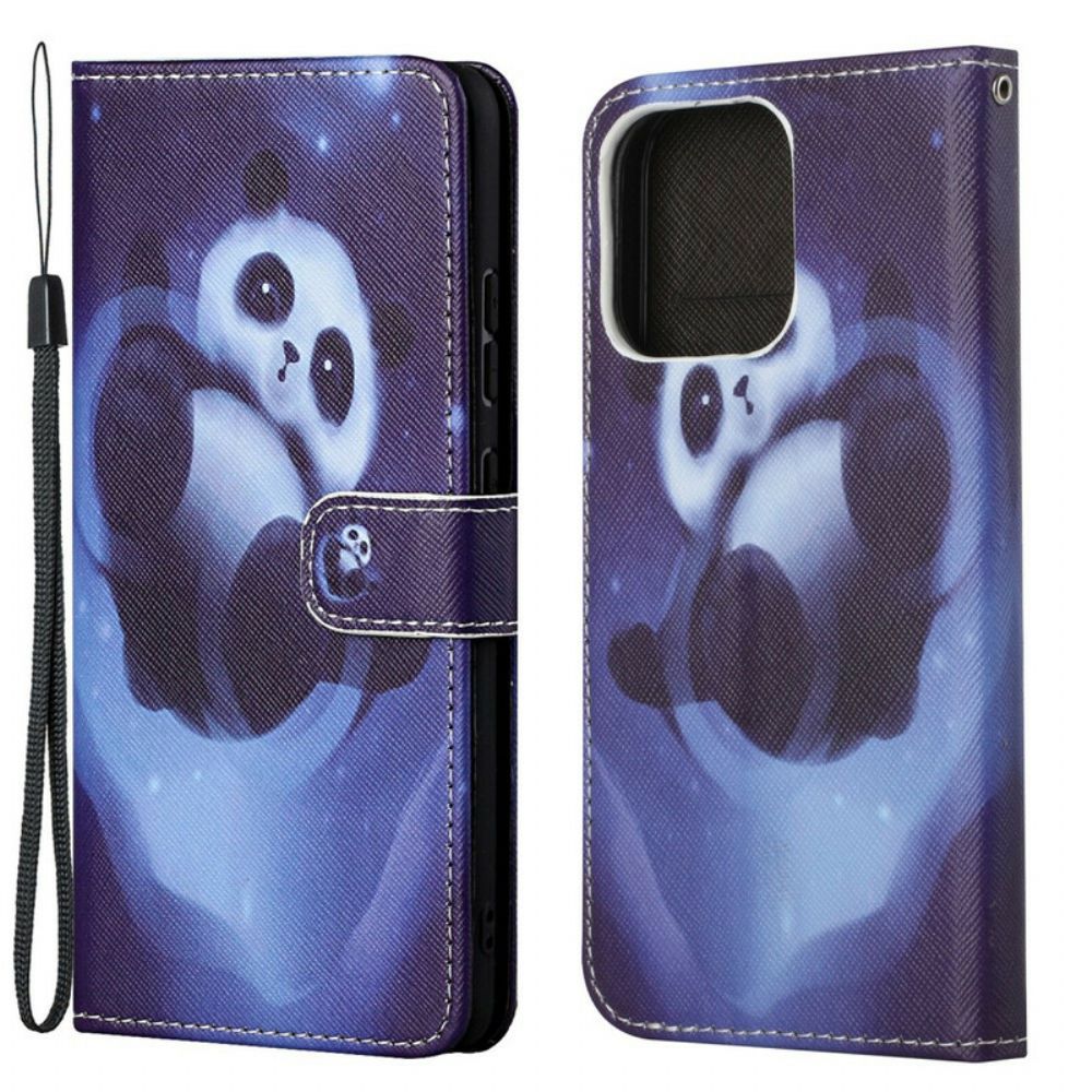 Flip Case Für iPhone 13 Panda-weltraum