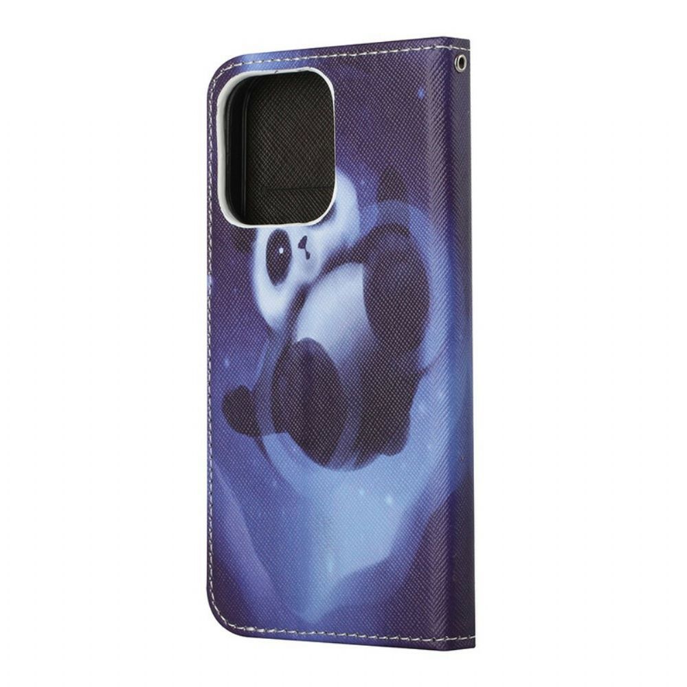 Flip Case Für iPhone 13 Panda-weltraum