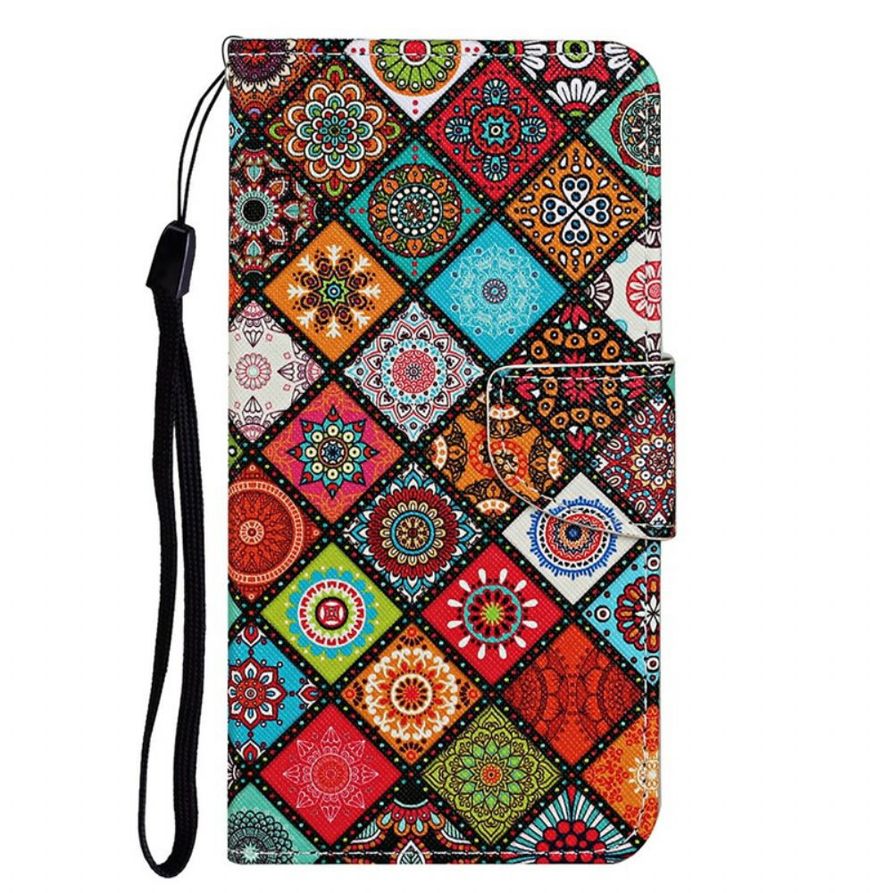 Flip Case Für iPhone 13 Patchwork-mandalas Mit Lanyard