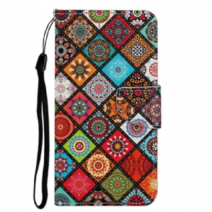 Flip Case Für iPhone 13 Patchwork-mandalas Mit Lanyard