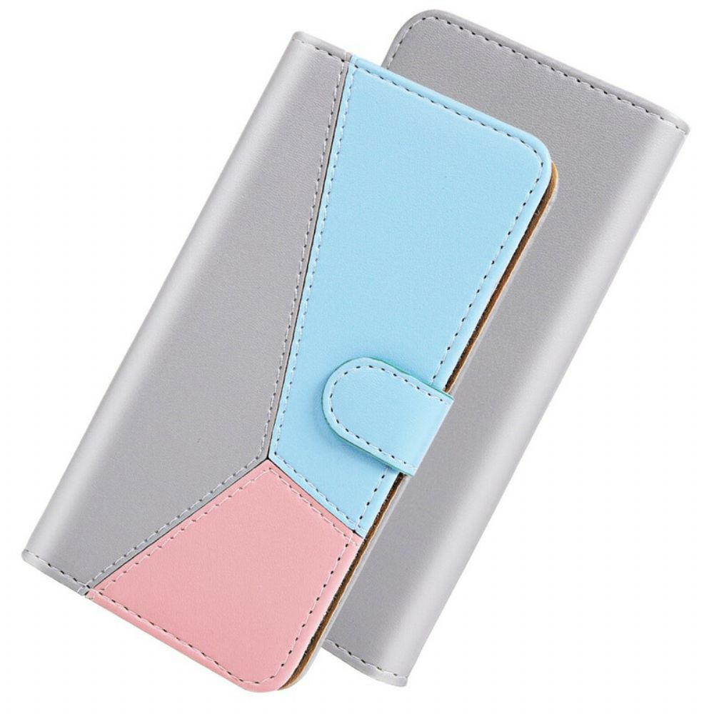 Flip Case Für iPhone 13 Tricolor Ledereffekt