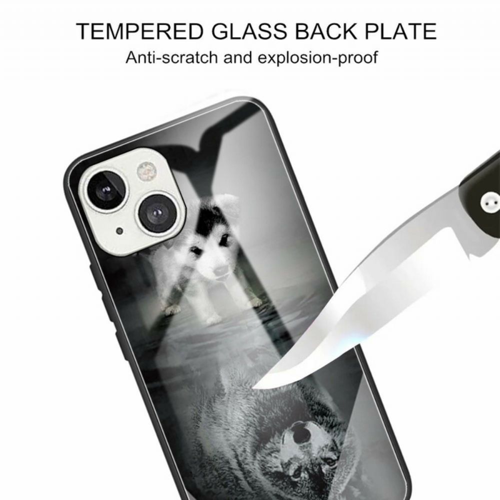 Handyhülle Für iPhone 13 Puppy Dream Gehärtetes Glas