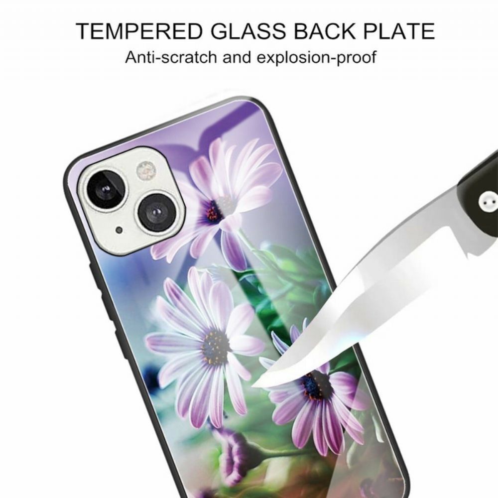 Handyhülle Für iPhone 13 Realistische Blumen Aus Gehärtetem Glas