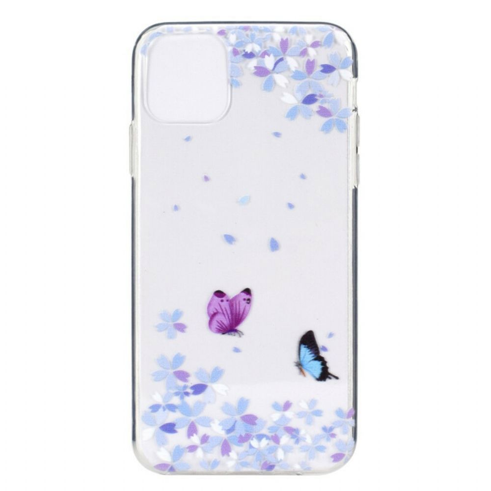 Handyhülle Für iPhone 13 Transparente Schmetterlinge Und Blumen