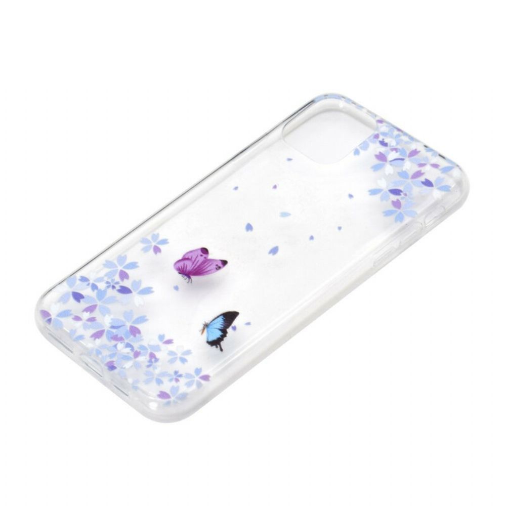 Handyhülle Für iPhone 13 Transparente Schmetterlinge Und Blumen