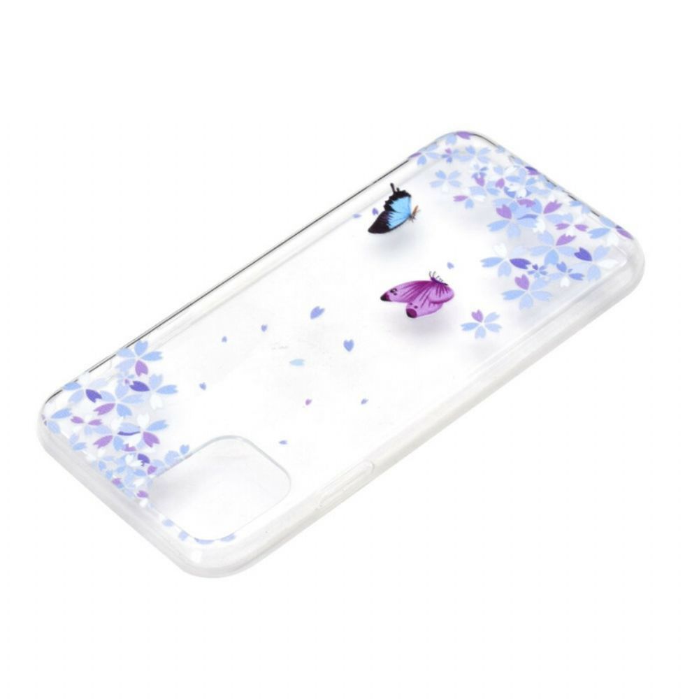 Handyhülle Für iPhone 13 Transparente Schmetterlinge Und Blumen