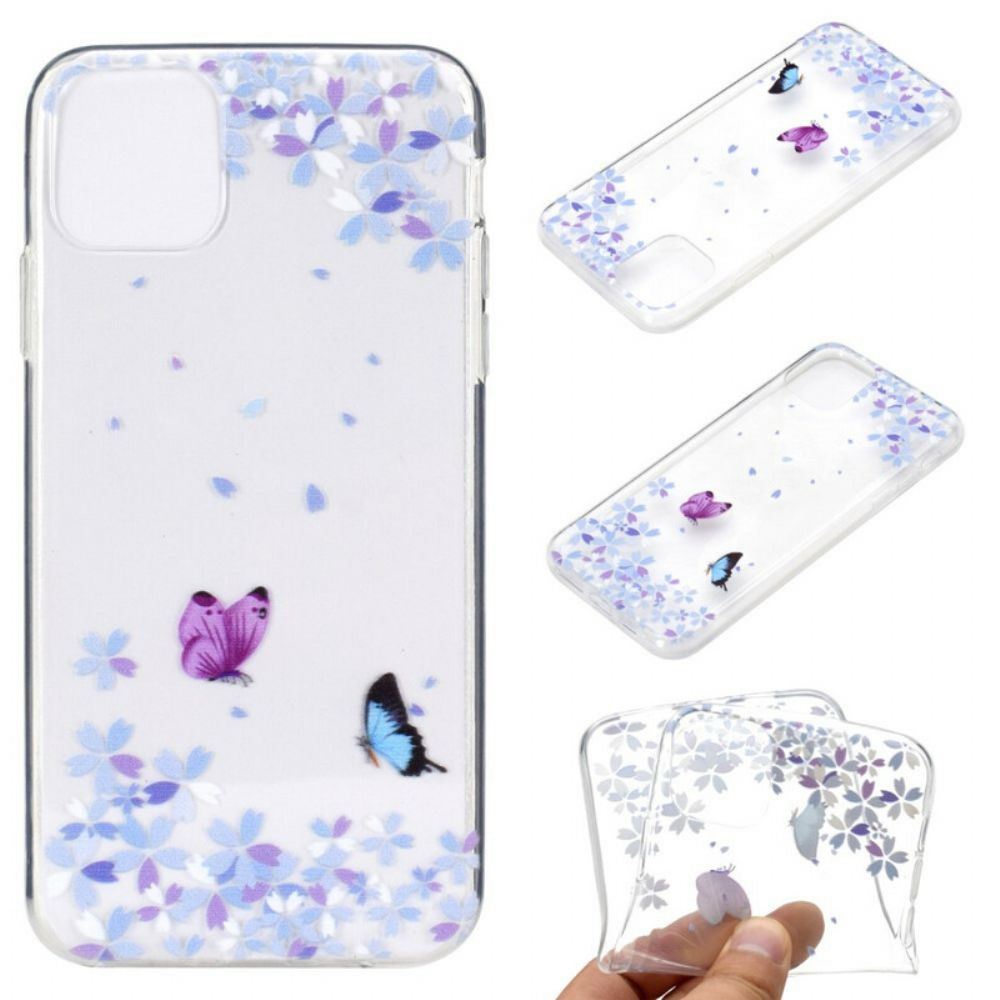 Handyhülle Für iPhone 13 Transparente Schmetterlinge Und Blumen