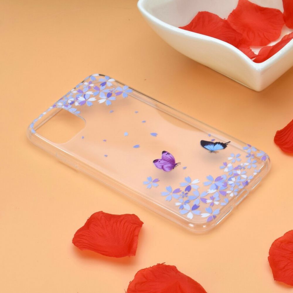 Handyhülle Für iPhone 13 Transparente Schmetterlinge Und Blumen