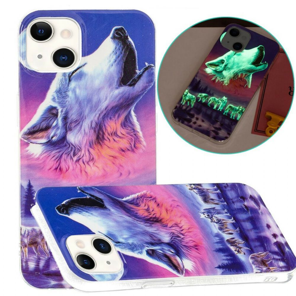 Hülle Für iPhone 13 Fluoreszierende Wolf-serie