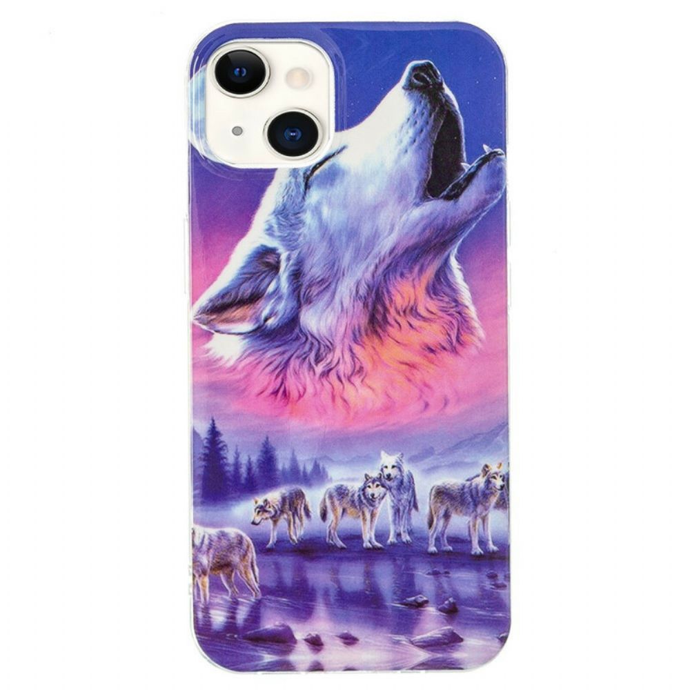 Hülle Für iPhone 13 Fluoreszierende Wolf-serie