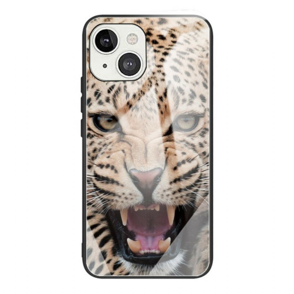 Hülle Für iPhone 13 Gehärtetes Leopardenglas