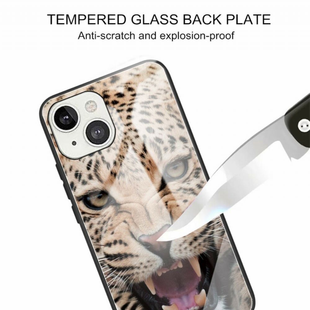 Hülle Für iPhone 13 Gehärtetes Leopardenglas