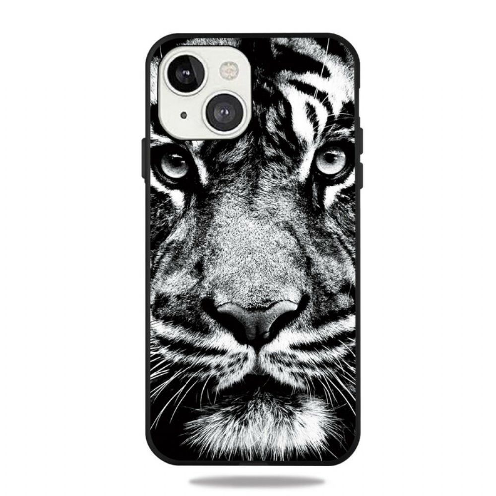 Hülle Für iPhone 13 Schwarzer Und Weißer Tiger