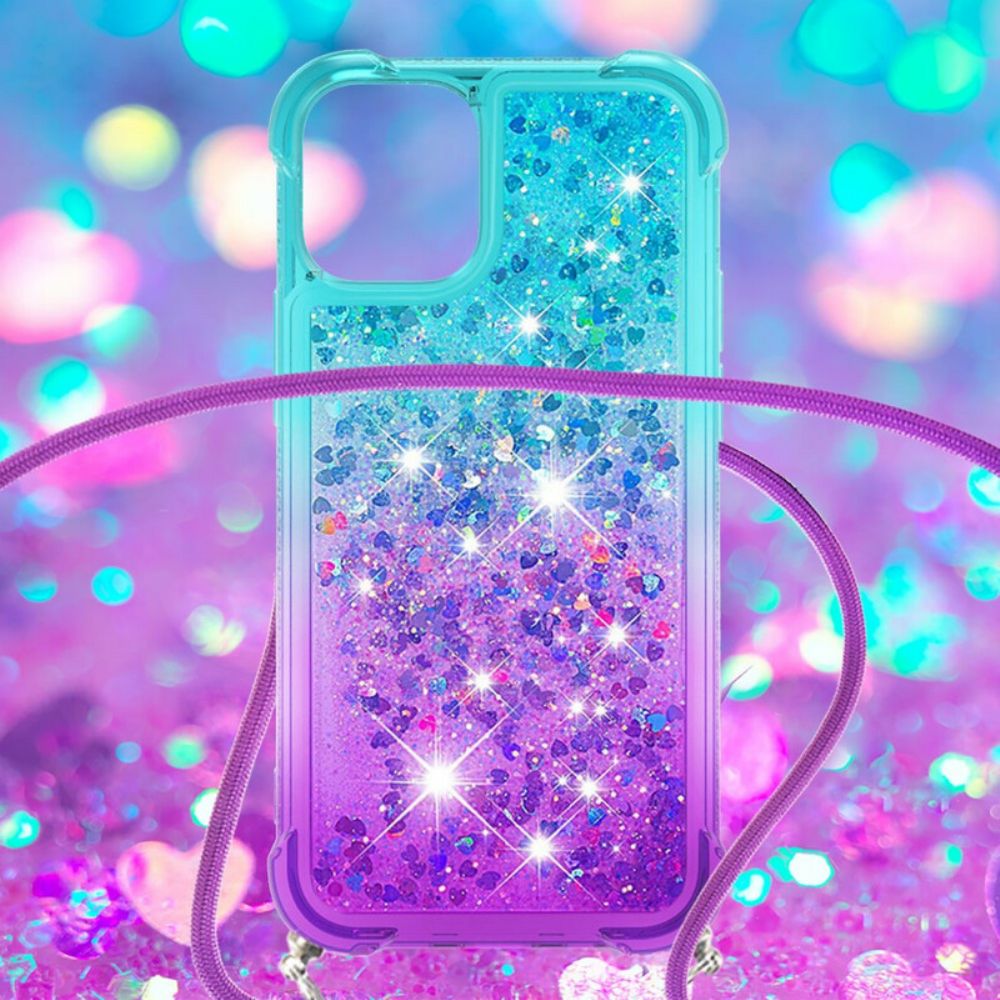 Hülle Für iPhone 13 Silikon Glitter Und Kordel