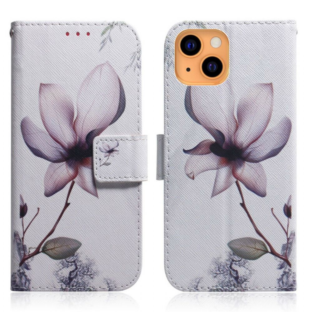 Lederhüllen Für iPhone 13 Alte Rosenblüte