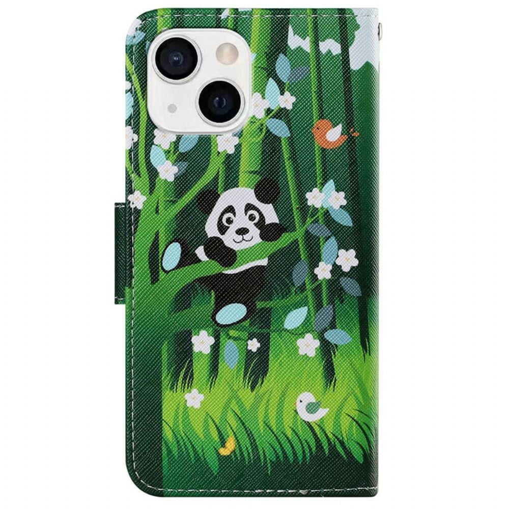 Lederhüllen Für iPhone 13 Panda-spaziergang