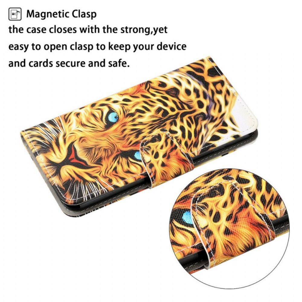 Lederhüllen Für iPhone 13 Tiger Mit Lanyard