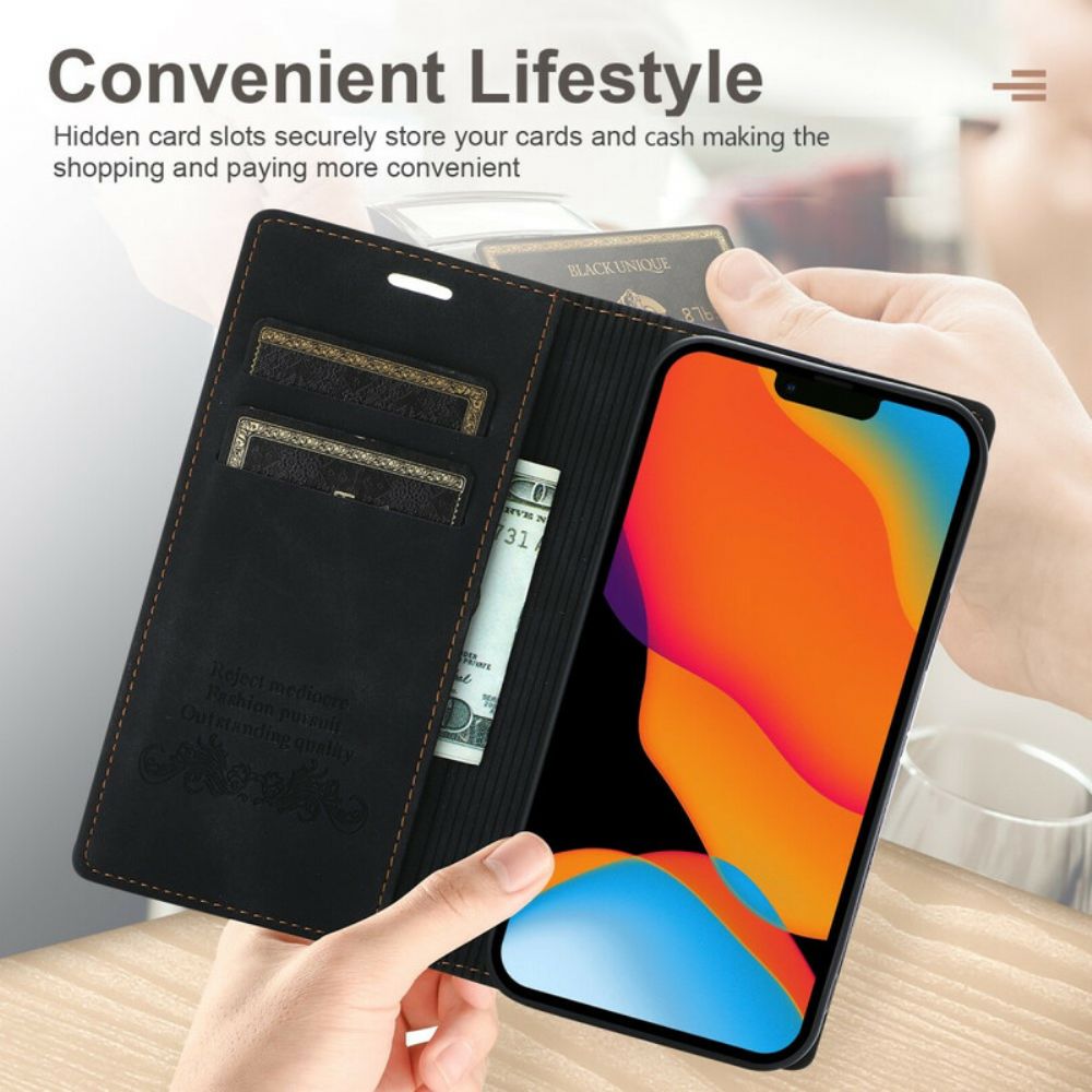 Schutzhülle Für iPhone 13 Flip Case Magnetverschluss Aus Leder Im Couture-stil