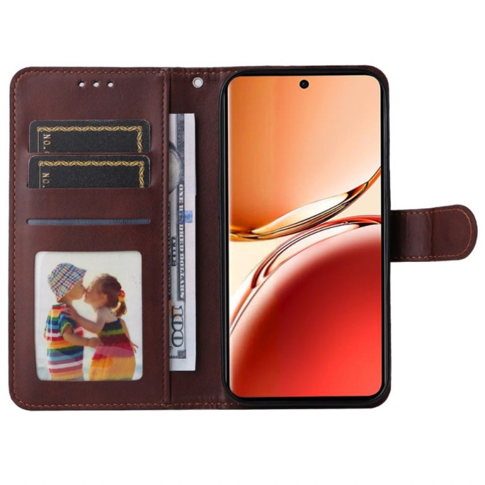 Lederhüllen Oppo Reno 12f 5g Glattes Kunstleder Mit Riemen