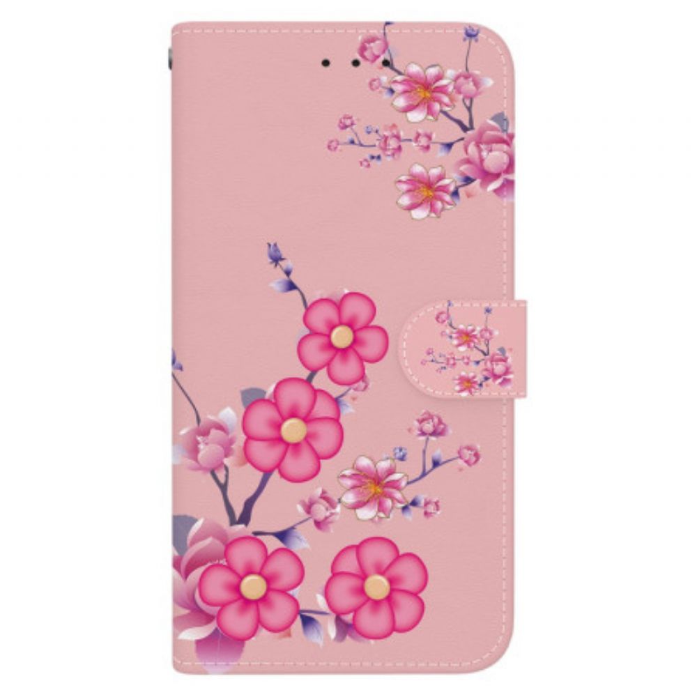 Lederhüllen Oppo Reno 12f 5g Handyhülle Sakura Mit Riemen