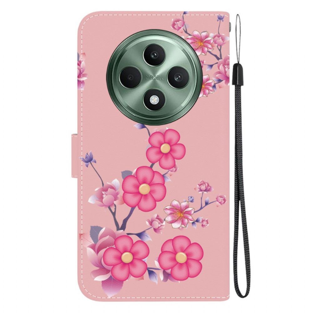 Lederhüllen Oppo Reno 12f 5g Handyhülle Sakura Mit Riemen