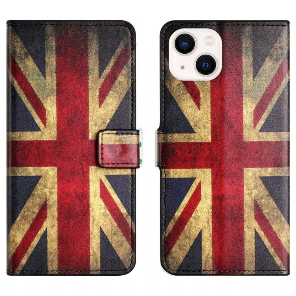 Flip Case Für iPhone 15 Plus Englische Vintage-flagge