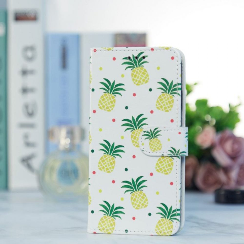 Flip Case Für iPhone 15 Plus Mit Kordel Ananas Mit Riemen