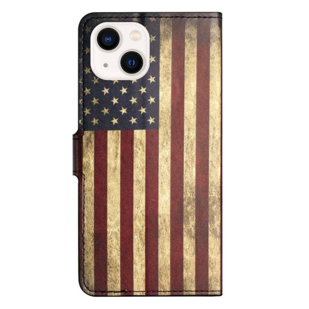 Lederhüllen Für iPhone 15 Plus Vintage Usa-flagge