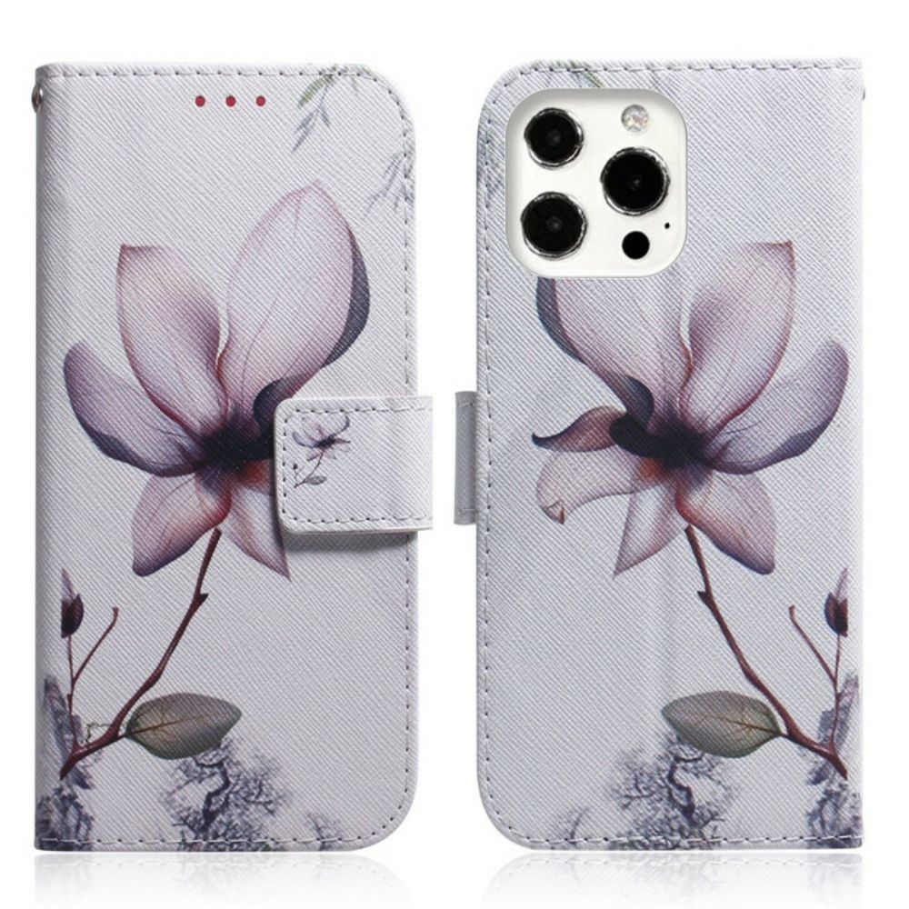 Flip Case Für iPhone 13 Pro Max Alte Rosenblüte