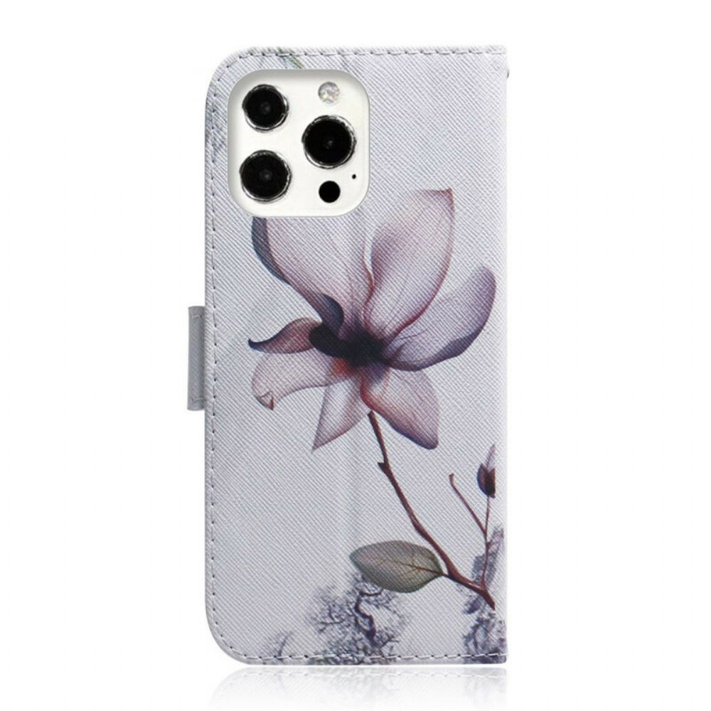 Flip Case Für iPhone 13 Pro Max Alte Rosenblüte