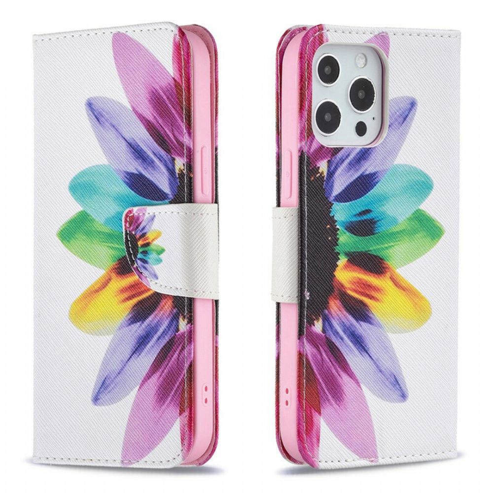 Flip Case Für iPhone 13 Pro Max Aquarell Blume