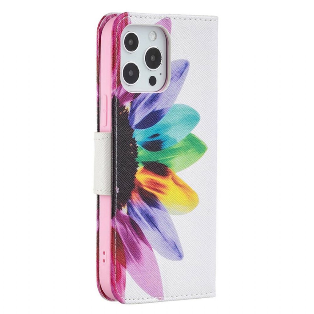 Flip Case Für iPhone 13 Pro Max Aquarell Blume