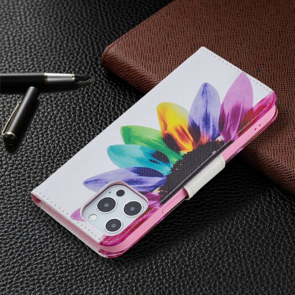 Flip Case Für iPhone 13 Pro Max Aquarell Blume