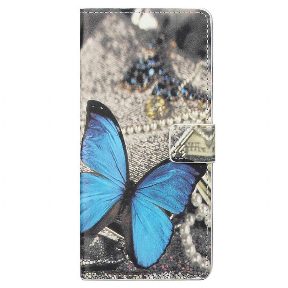 Flip Case Für iPhone 13 Pro Max Blauer Schmetterling