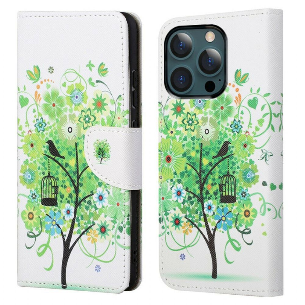 Flip Case Für iPhone 13 Pro Max Blühender Baum