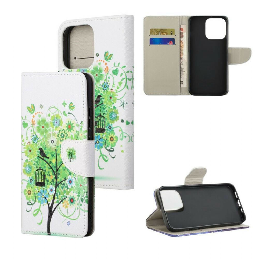 Flip Case Für iPhone 13 Pro Max Blühender Baum