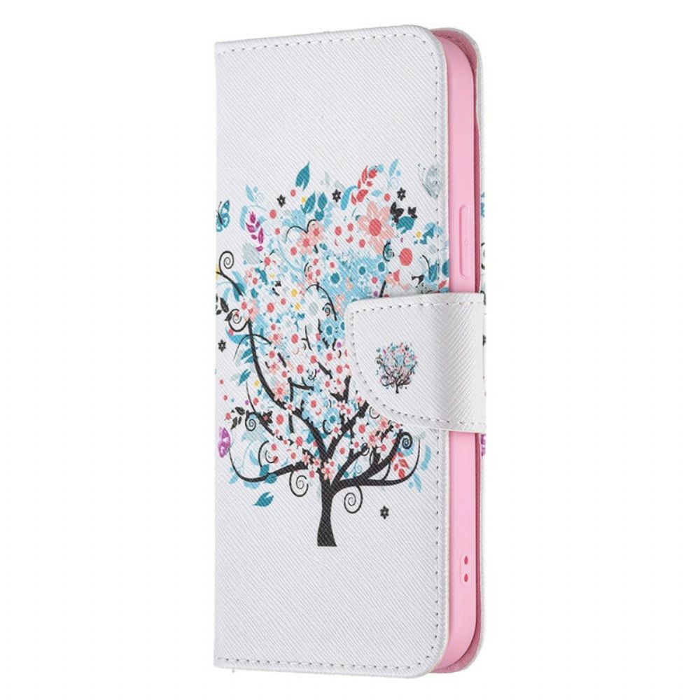 Flip Case Für iPhone 13 Pro Max Blumiger Baum