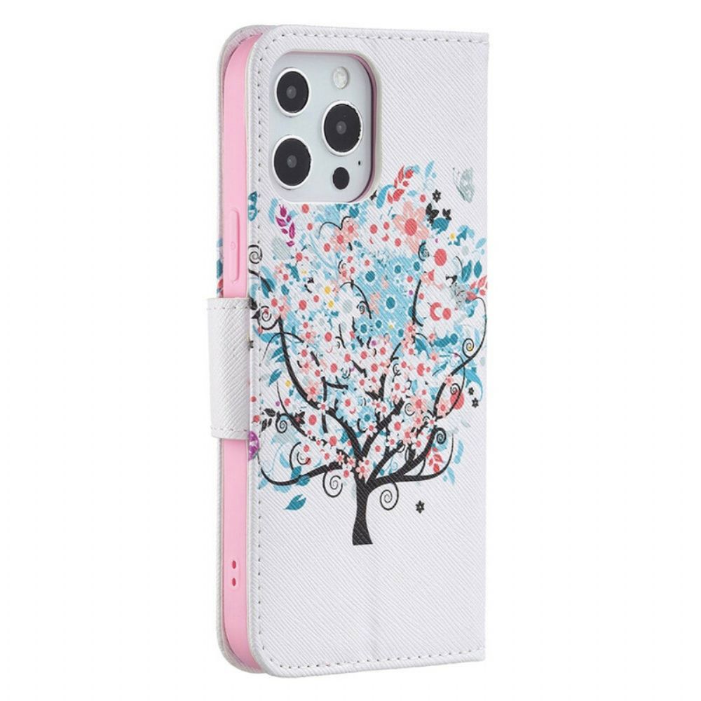 Flip Case Für iPhone 13 Pro Max Blumiger Baum