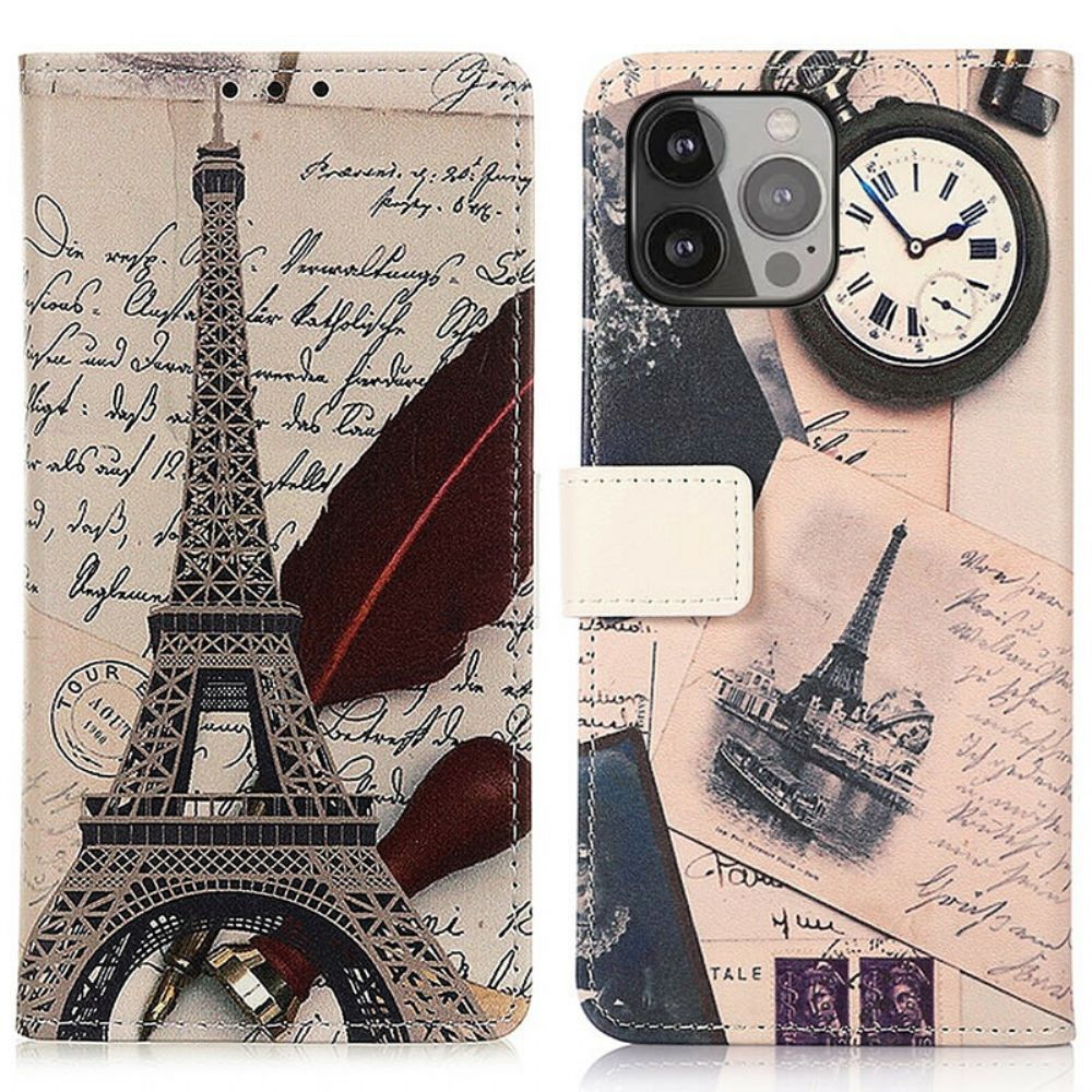 Flip Case Für iPhone 13 Pro Max Eiffelturm Des Dichters