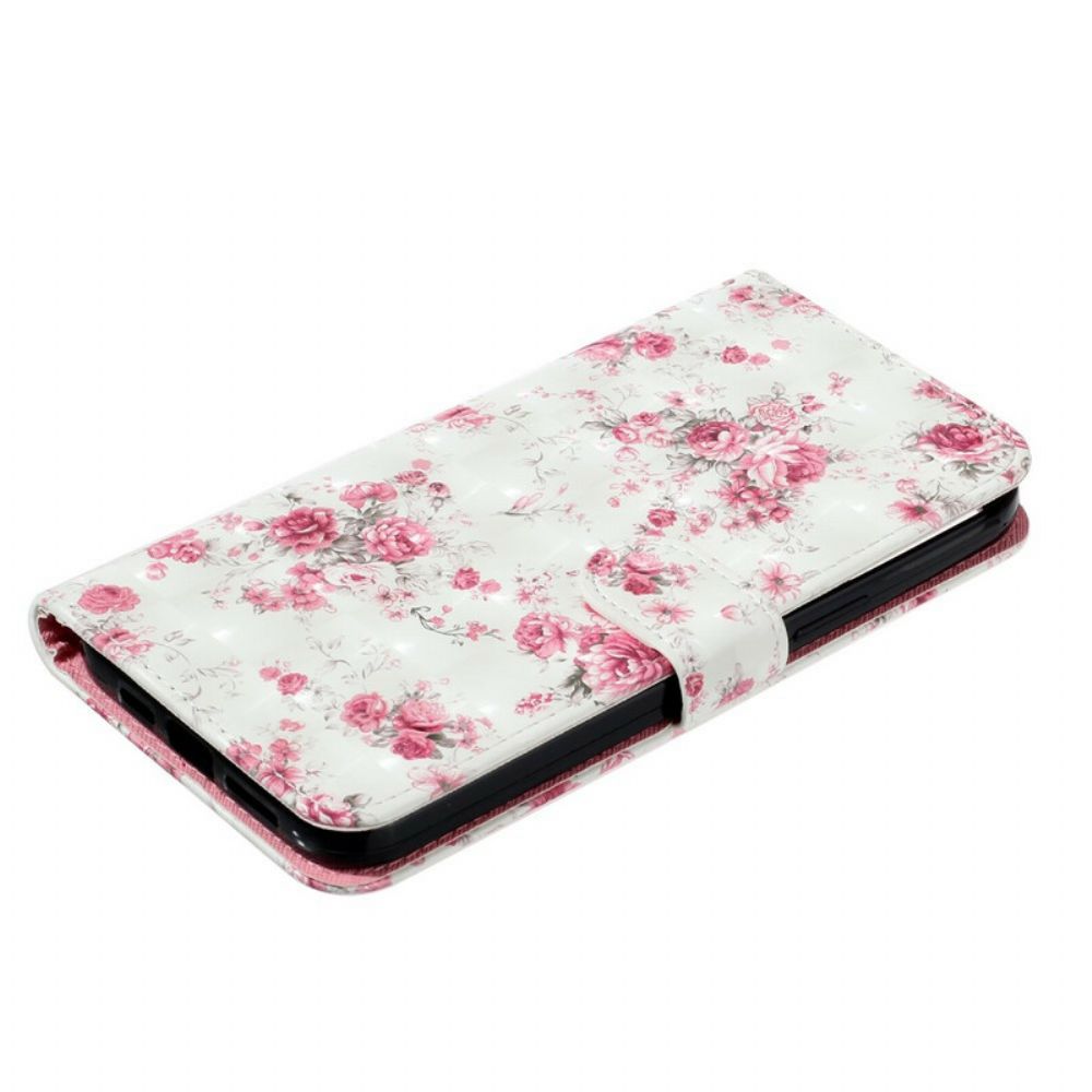 Flip Case Für iPhone 13 Pro Max Mit Kordel Blumen Lichtpunkte Mit Riemen