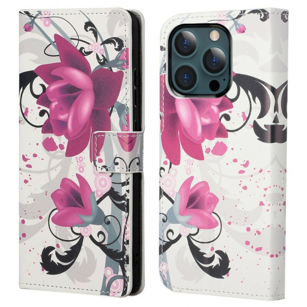 Flip Case Für iPhone 13 Pro Max Tropische Blumen