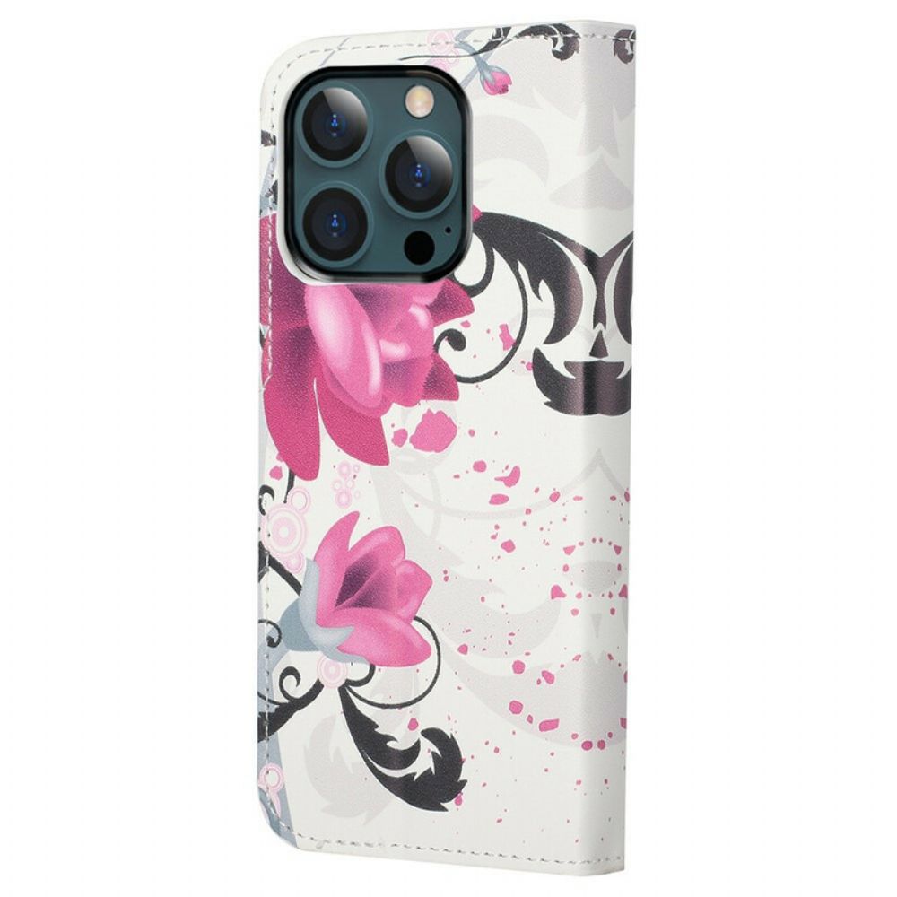 Flip Case Für iPhone 13 Pro Max Tropische Blumen