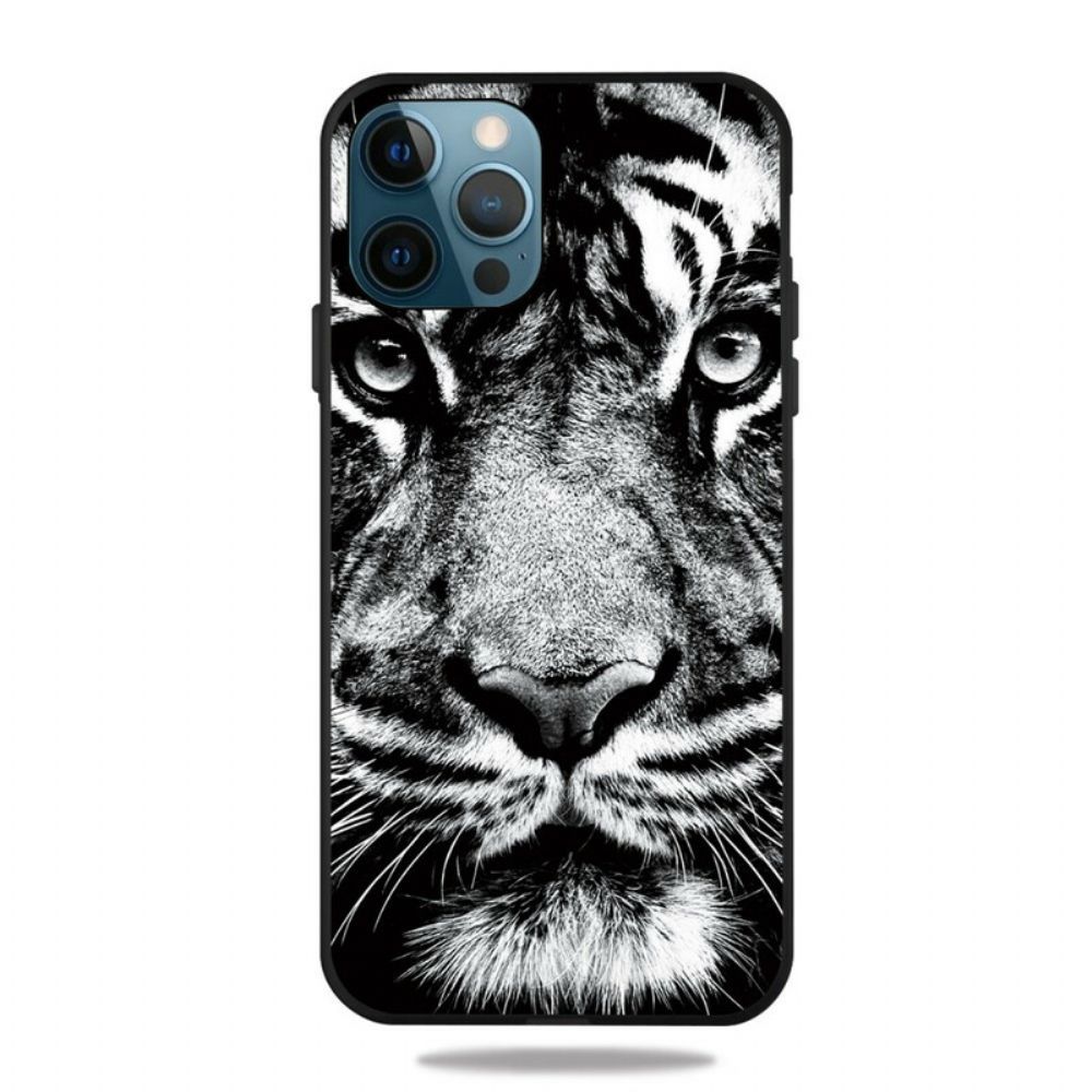 Handyhülle Für iPhone 13 Pro Max Schwarzer Und Weißer Tiger